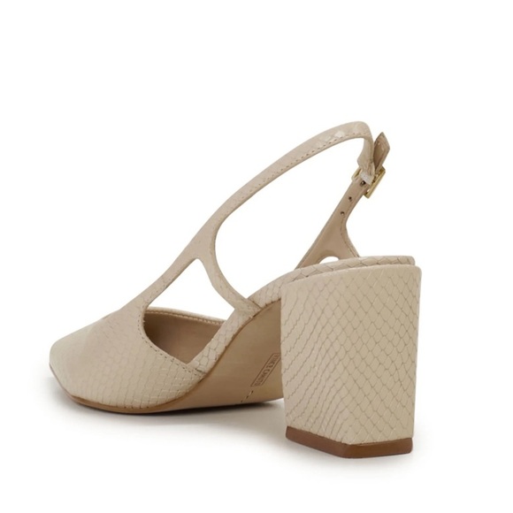 Vince Camuto Tan Slingback Heels with Pointed Toe Sindree Sz 7.5 snake caseina - Picture 9 of 11